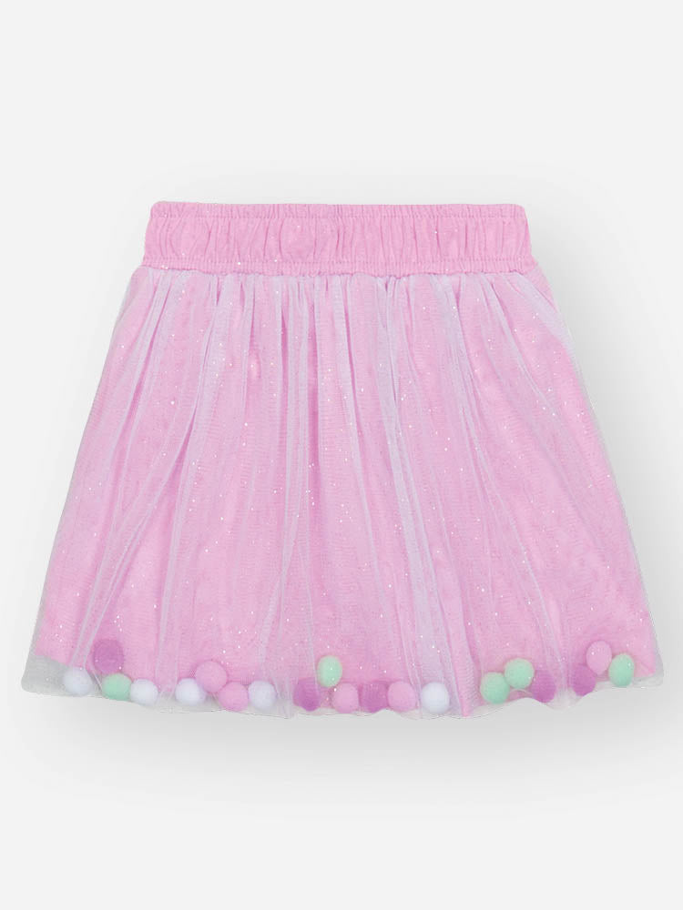 Saia Infantil Cinti Verão Lilás em Tule com Glitter