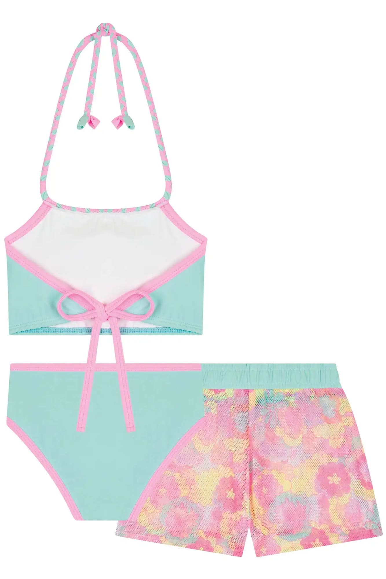 Biquíni Infantil Kukiê Verão Azul com Shorts em Tela Colorido