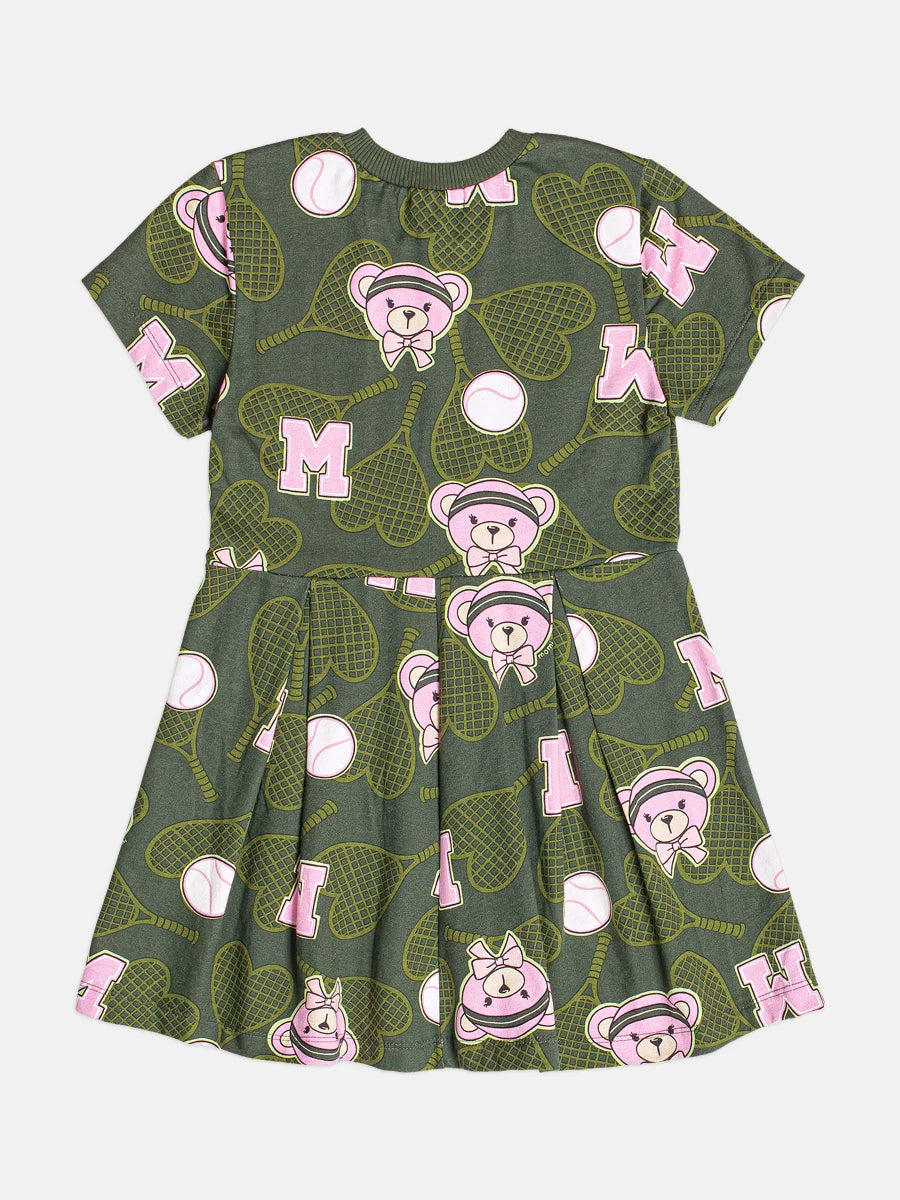 Vestido Infantil Momi Inverno Verde Ursinha Tênista