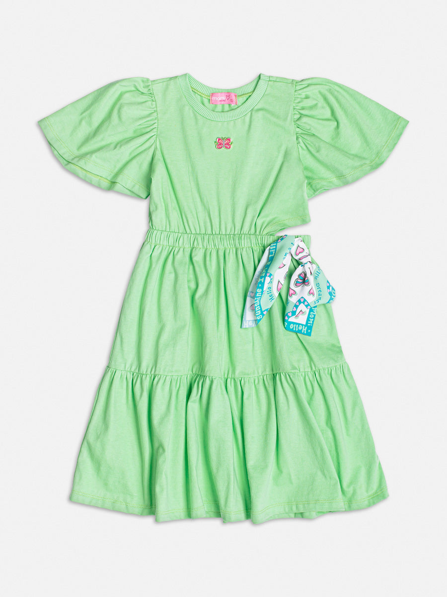 Vestido Infantil Momi Verão Verde Borboleta