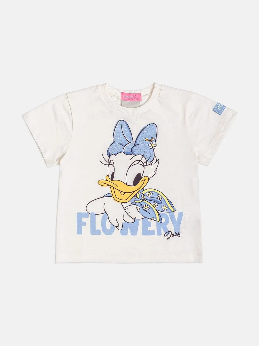 Blusa Infantil Menina Momi Branca Daisy Flowery Disney