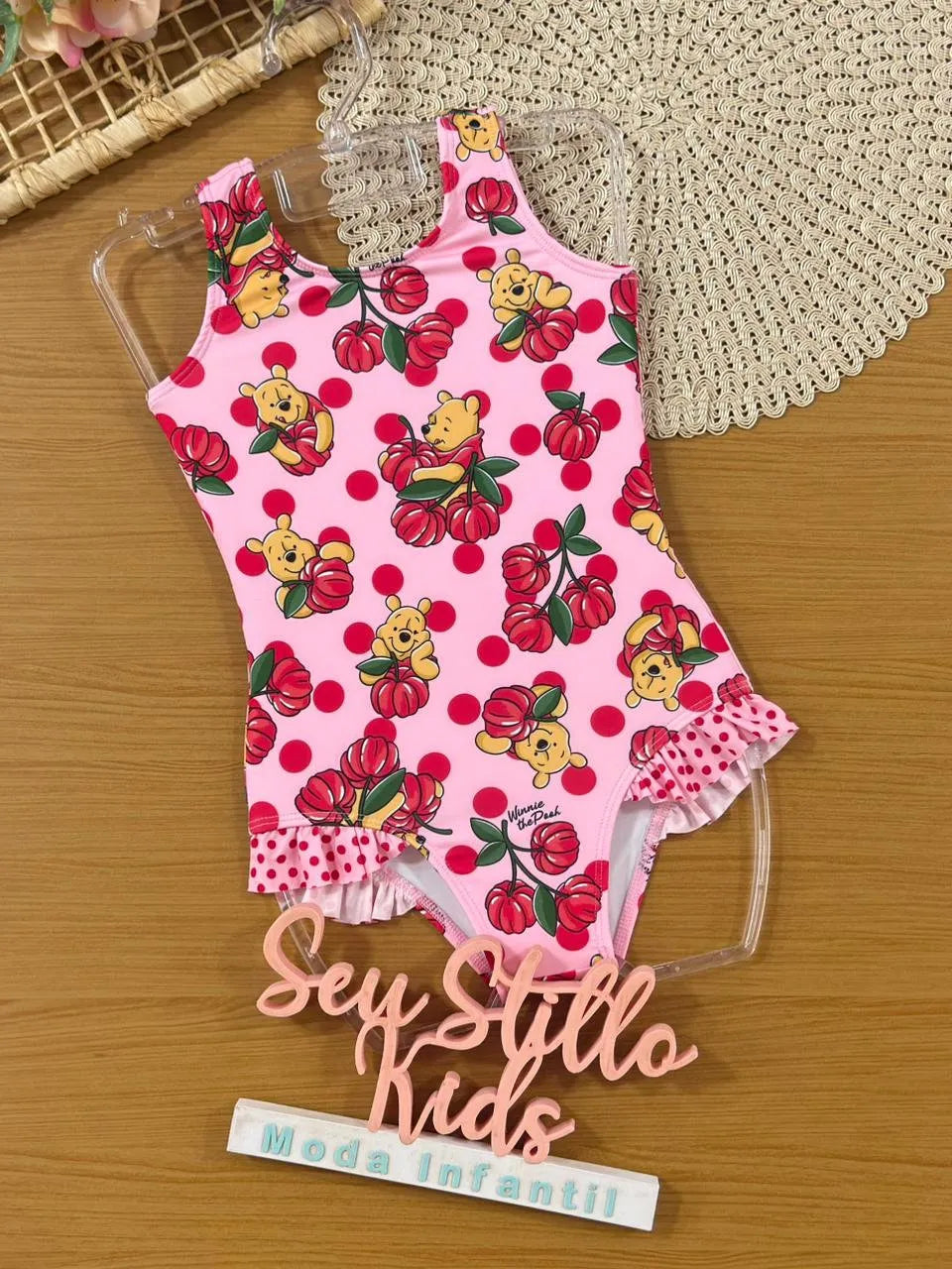 Maiô Infantil Momi Rosa Pitangas Ursinho Pooh