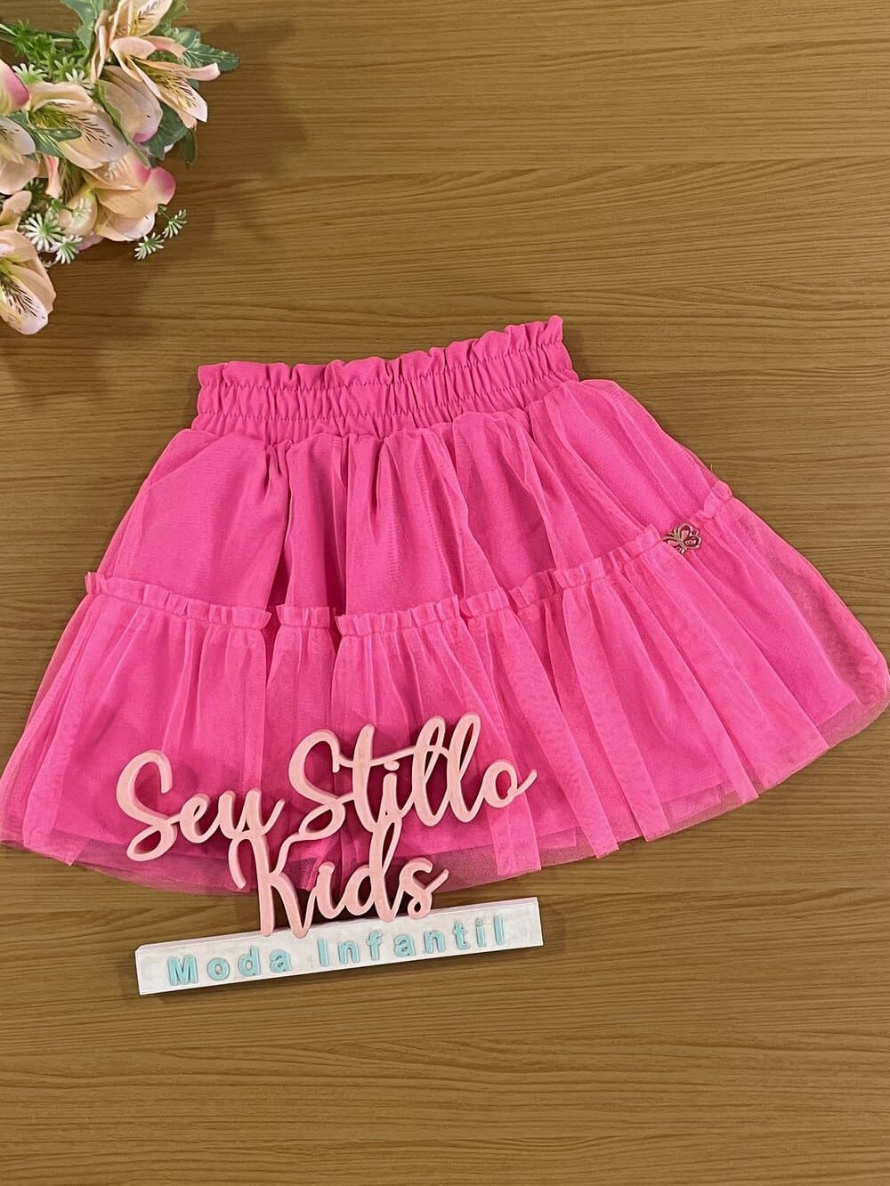 Saia Infantil Momi Verão Tule Pink