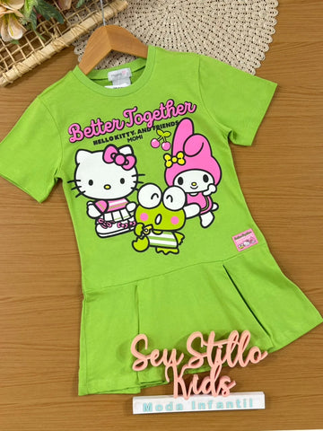 Vestido Infantil Momi Verde Hello Hello Kitty Friends