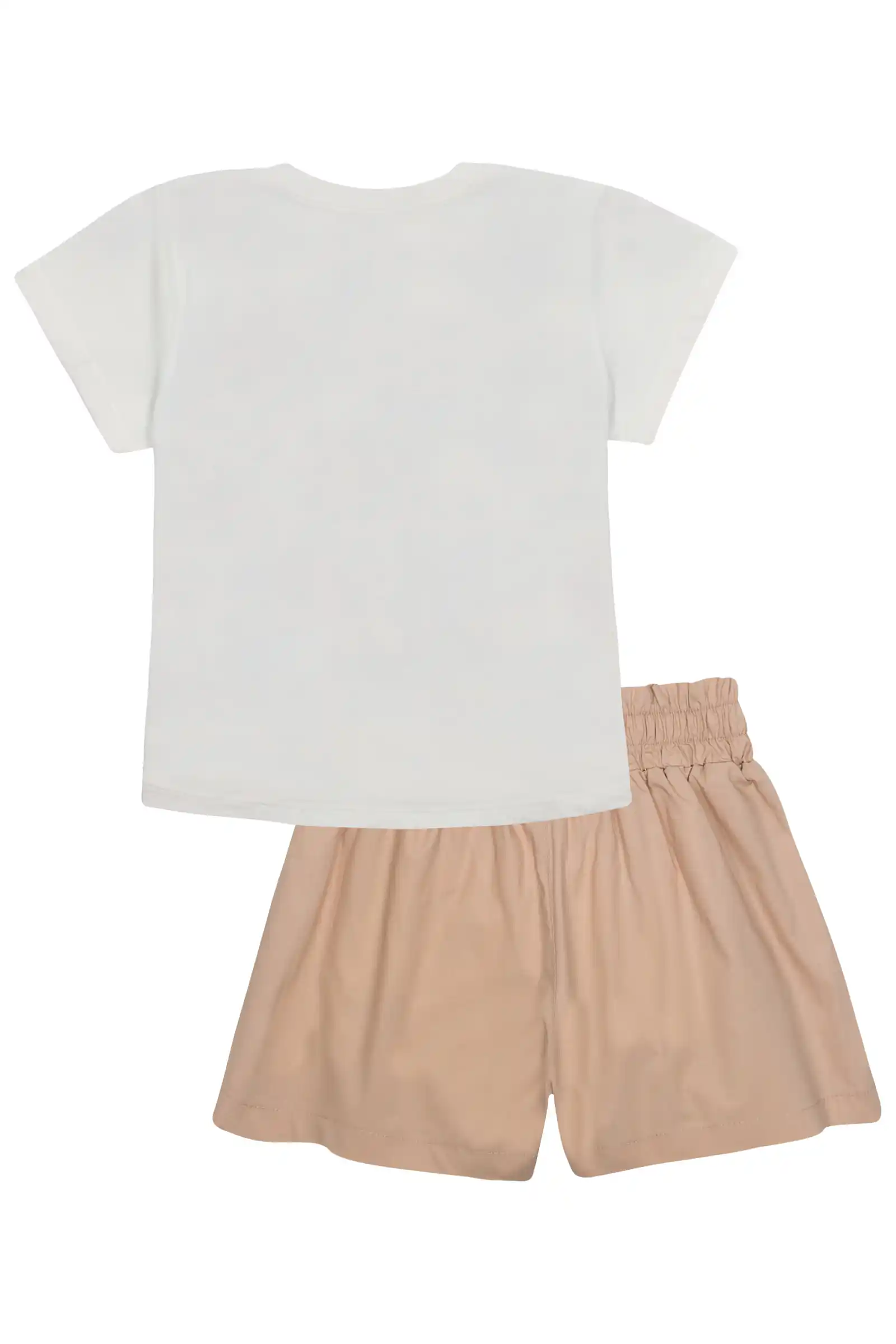 Conjunto Infantil Kukiê com Shorts Bege e Blusa Manga Curta Ursinhos na Praia