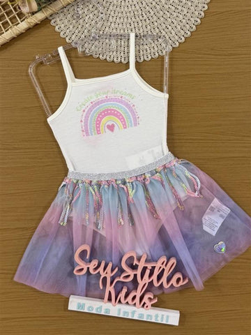 Conjunto infantil Cinti Verão Fantasia Arco íris