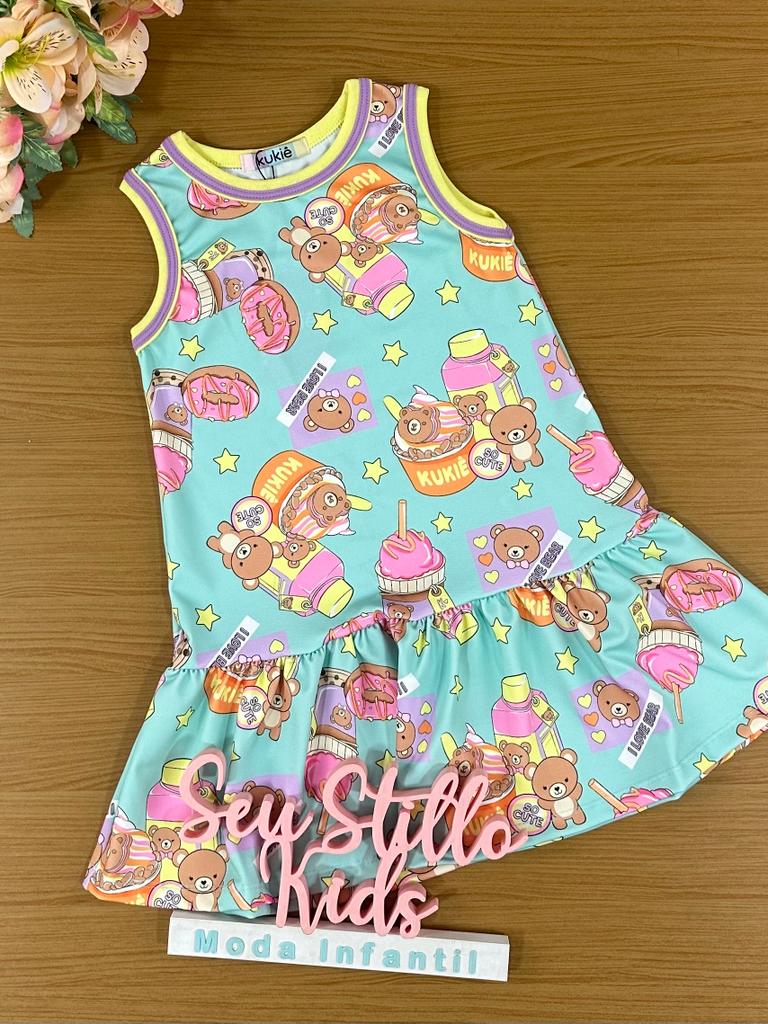 Vestido Infantil Kukie Verão Ursinhos