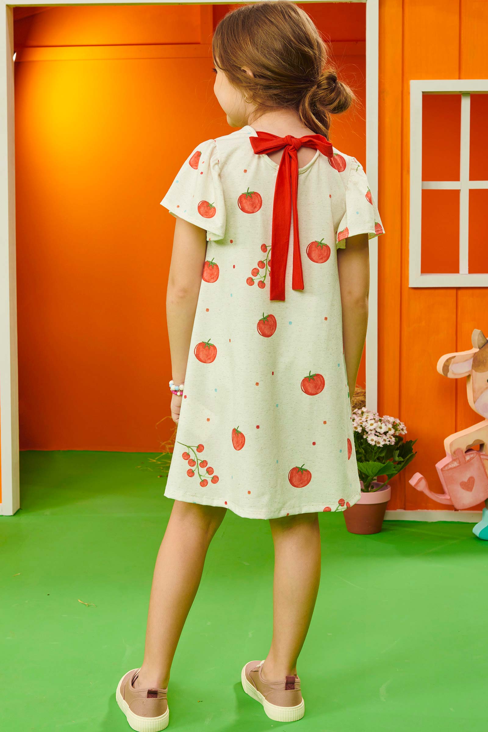Vestido Infantil Kukie Verão Off White Porquinha