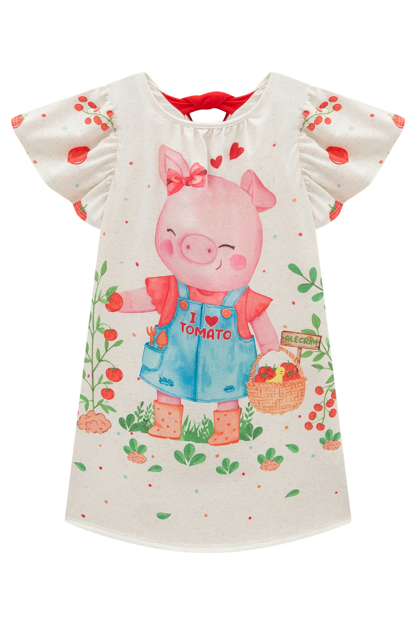 Vestido Infantil Kukie Verão Off White Porquinha