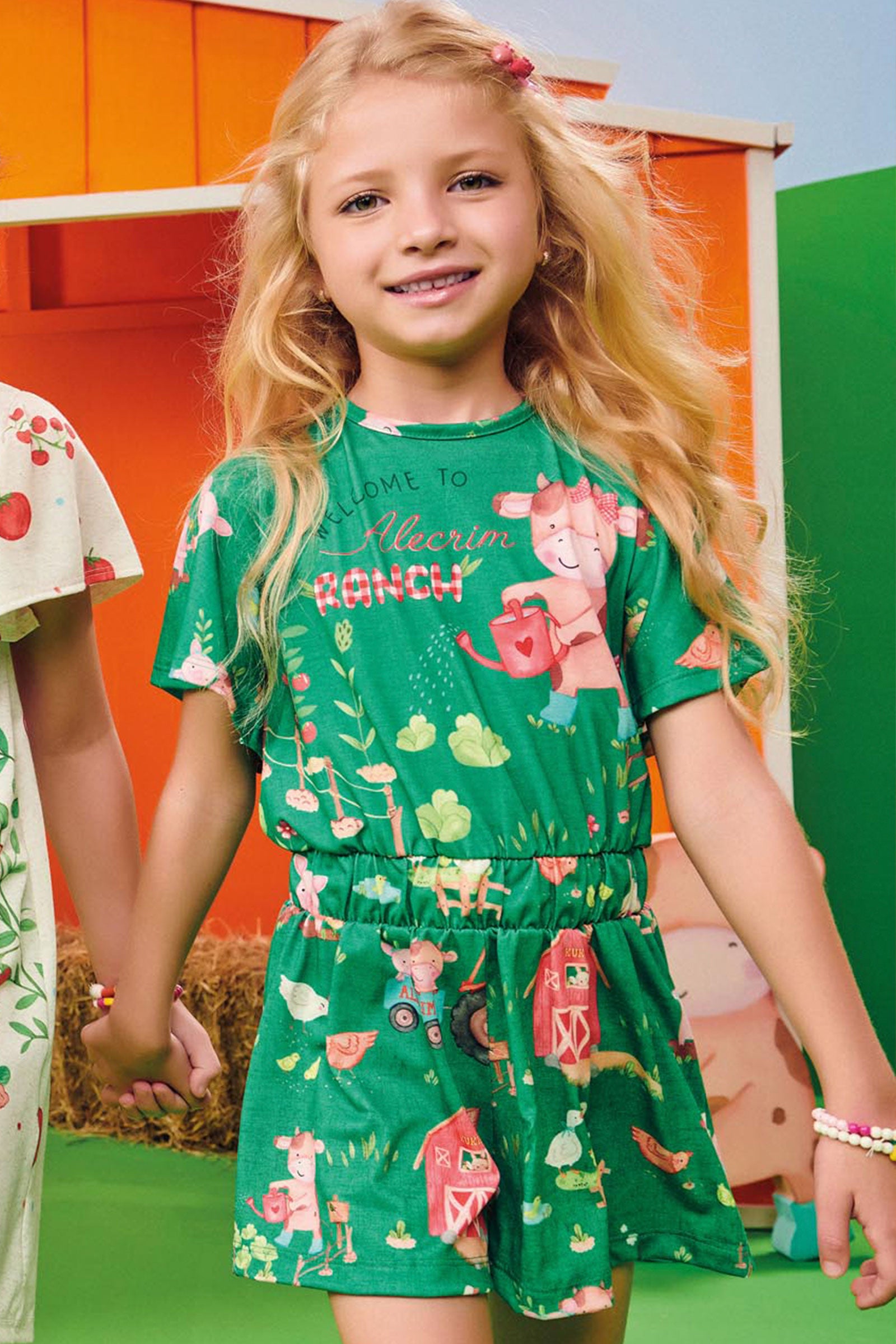 Macaquinho Infantil Kukie Alecrim Verão Verde Fazendinha
