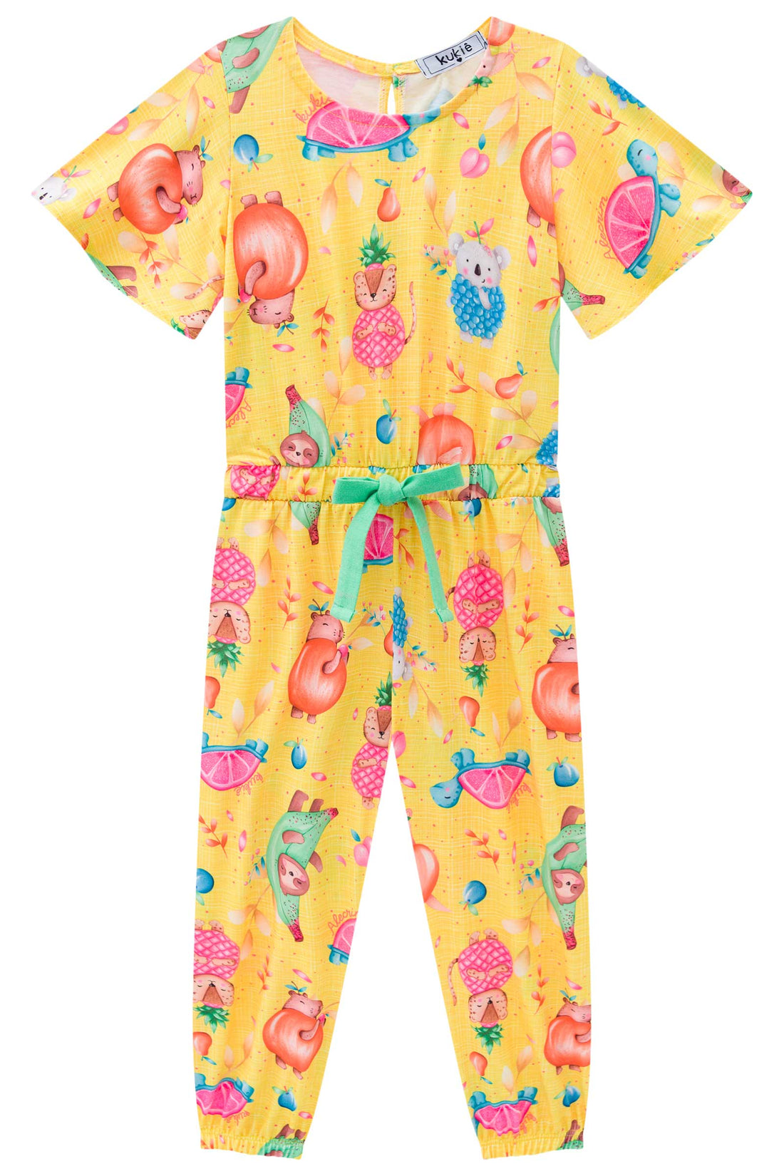 Macacão Infantil Kukie Verão Frutas Divertidas Amarelo