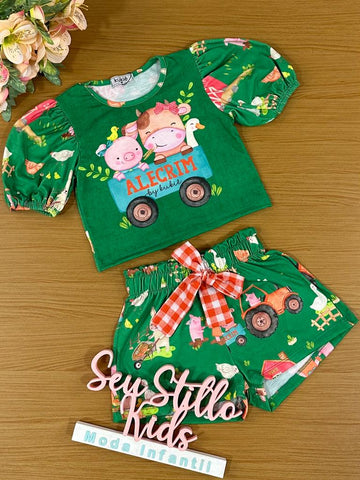 Conjunto Infantil Kukie Alecrim Verão Com Shorts e Blusa Fazendinha