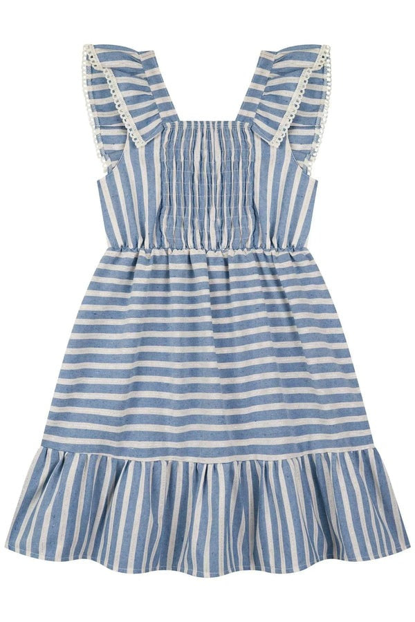 Vestido Infantil Kukiê Verão Azul Listrado