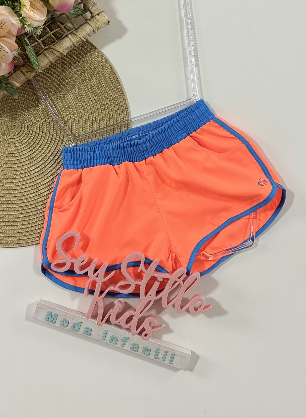 Shorts Infantil Siri Kids Nylon Leticia Laranja Fluor 39063