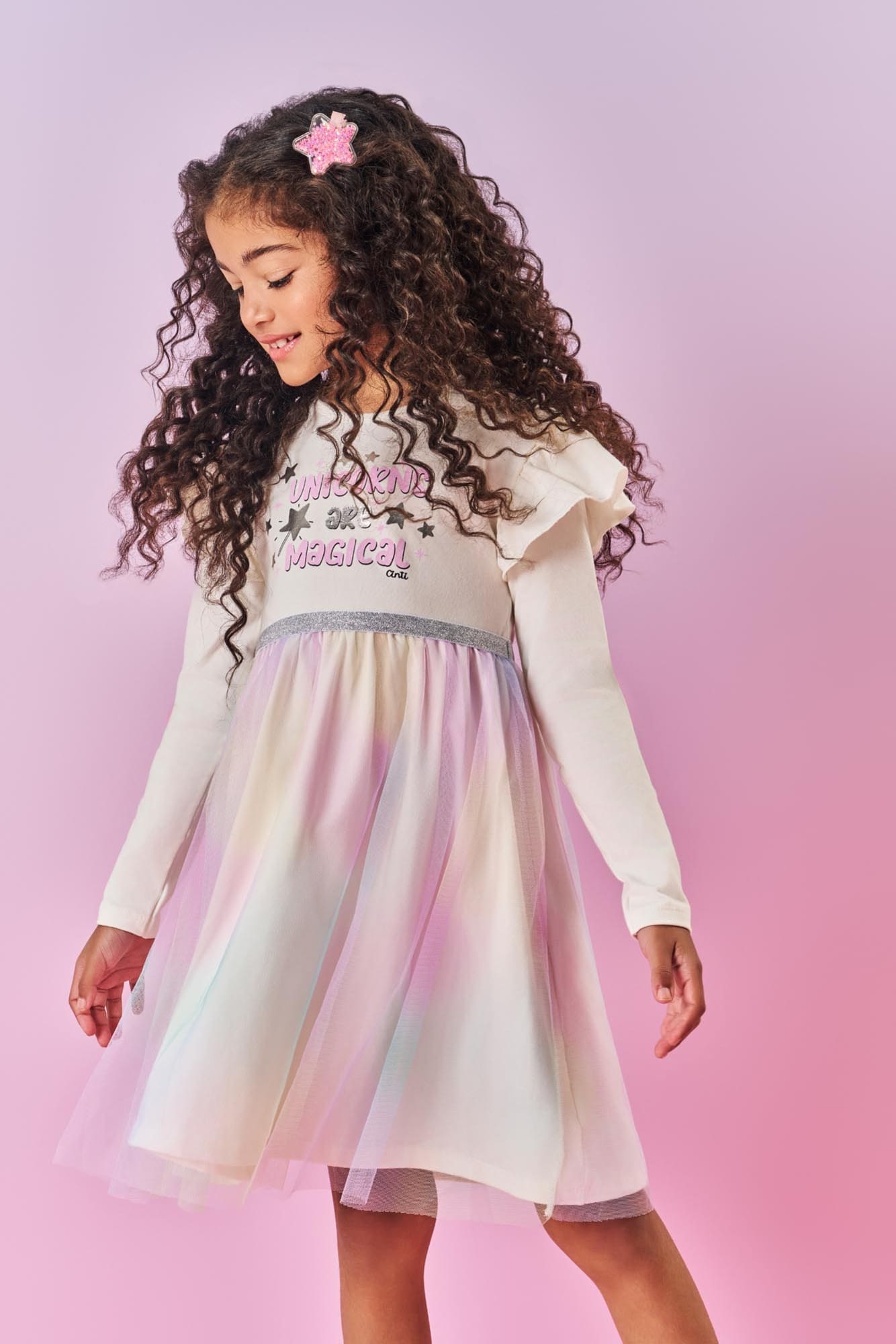 Vestido Infantil Cinti Inverno Lilás Com Tule Colors