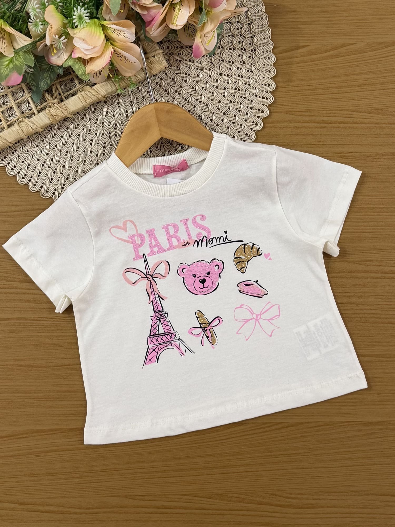 Conjunto Infantil Momi Inverno com Shorts Saia  e Blusa Manga Curta Ursinha Paris