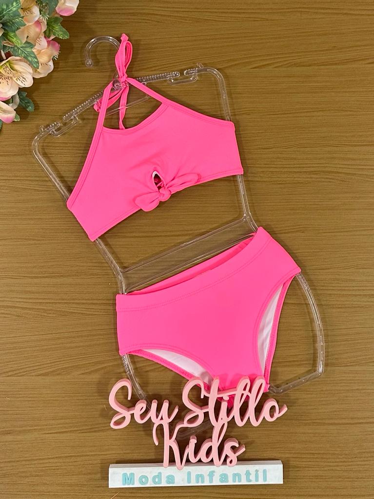 Biquíni Infantil Kukie Verão Rosa Neon