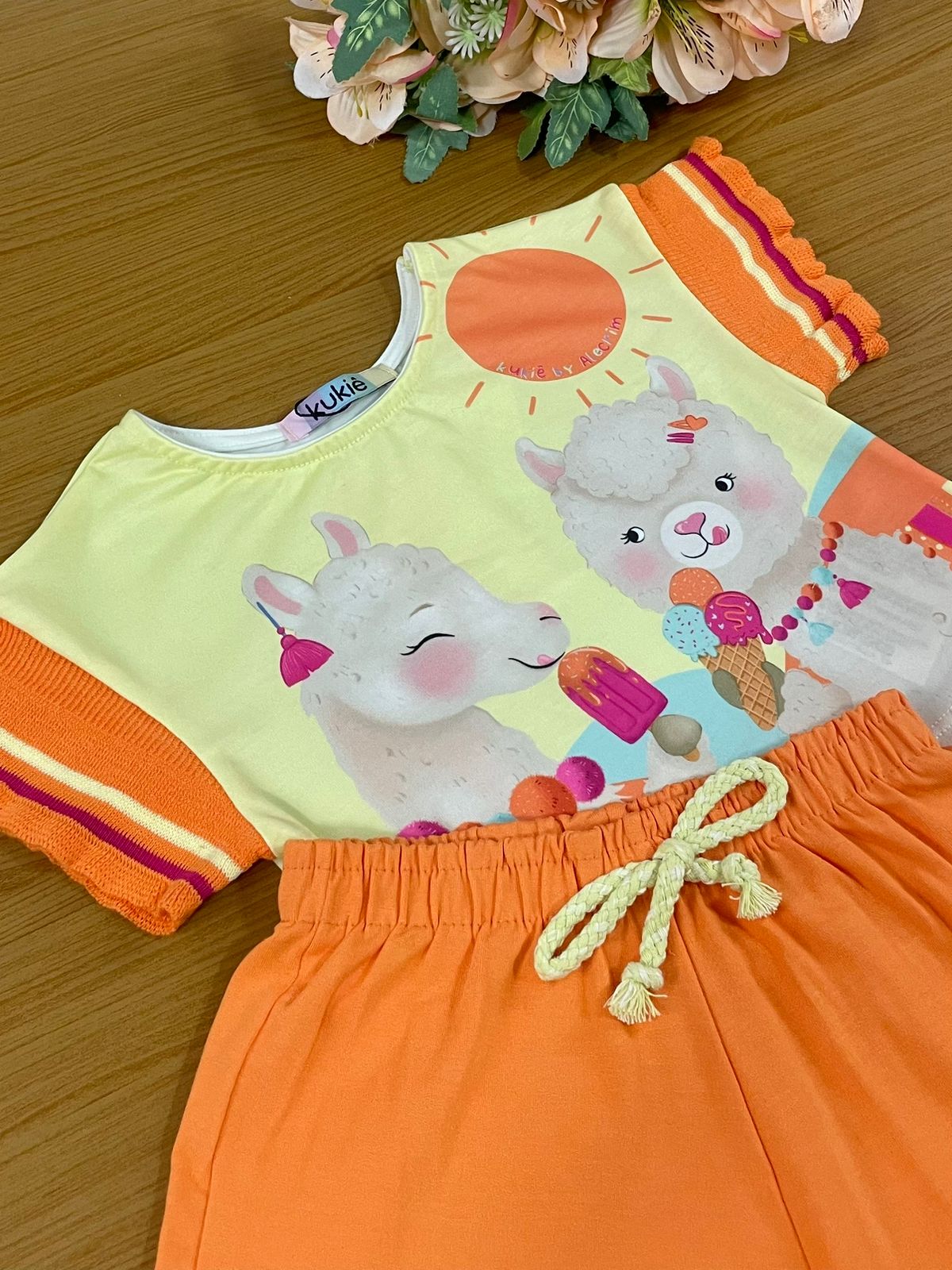 Conjunto Infantil Kukie Alecrim Verão Com Shorts e Blusa Animaizinhos Amigos
