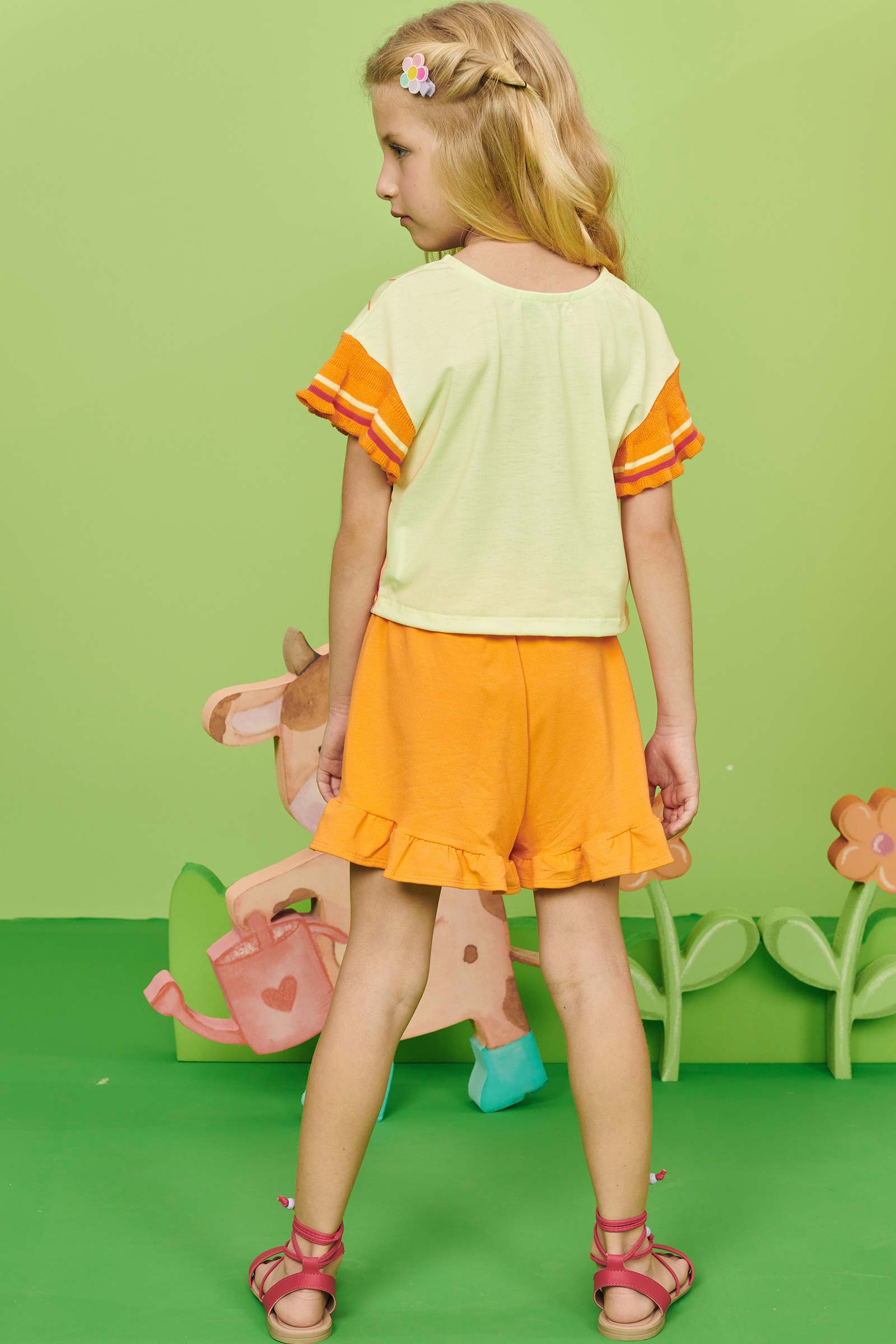 Conjunto Infantil Kukie Alecrim Verão Com Shorts e Blusa Animaizinhos Amigos