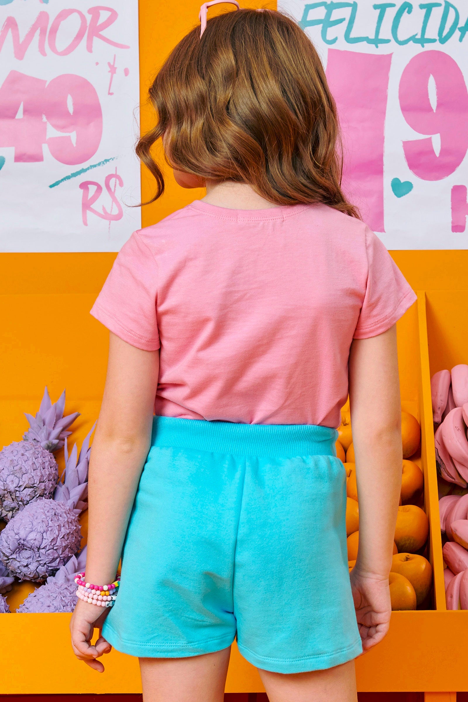 Blusa Infantil Kukie Verão Rosa Ursinho Love