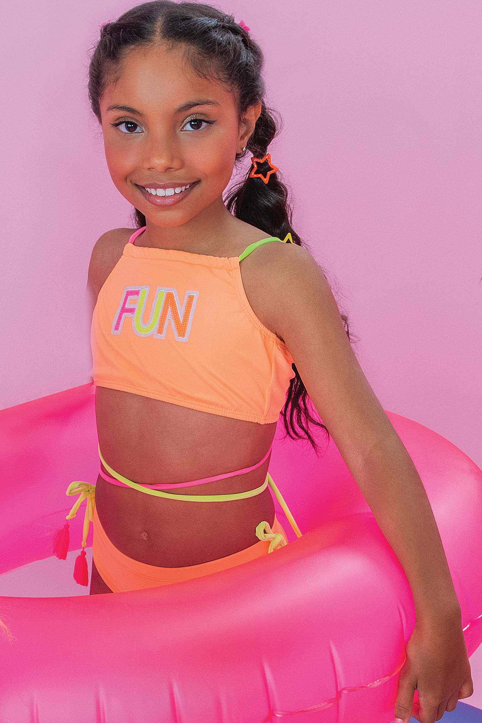 Biquíni Infantil Kukie Verão Laranja Neon Fun