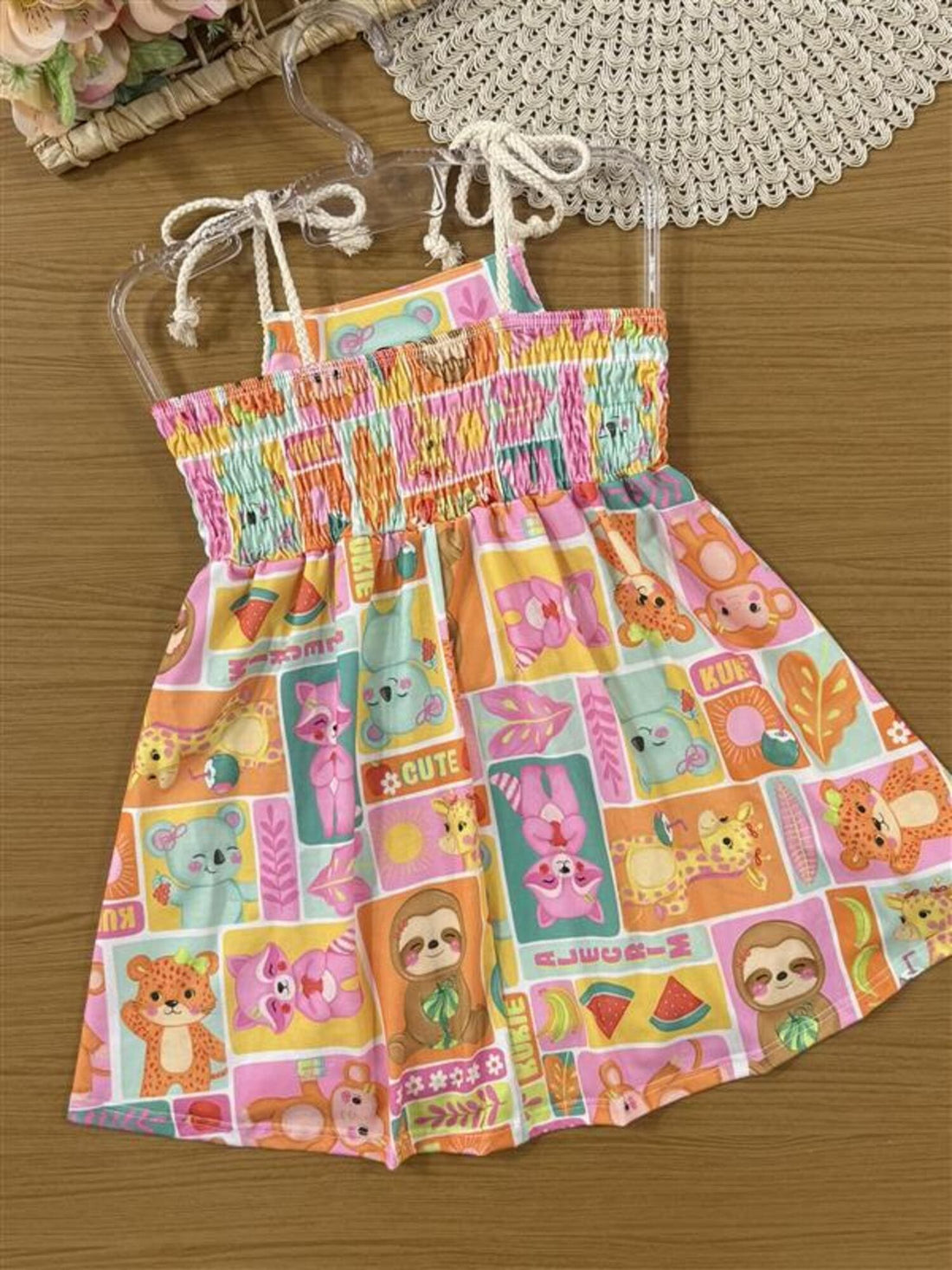 Vestido Infantil Kukiê Verão Colorido Animais