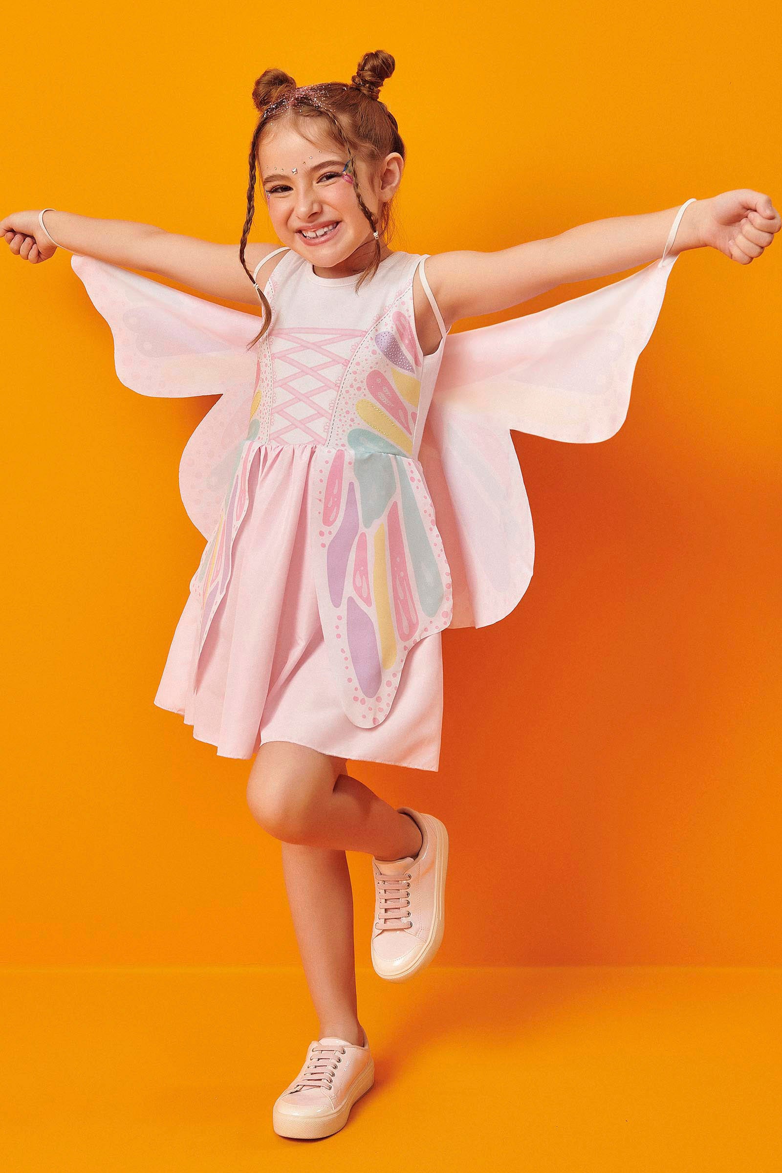 Fantasia Infantil Kukie Verão Borboletinha com Asa e Shorts