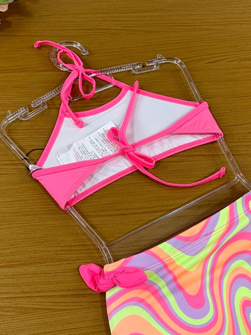 Biquíni Infantil Kukie Verão Rosa Neon Florzinha