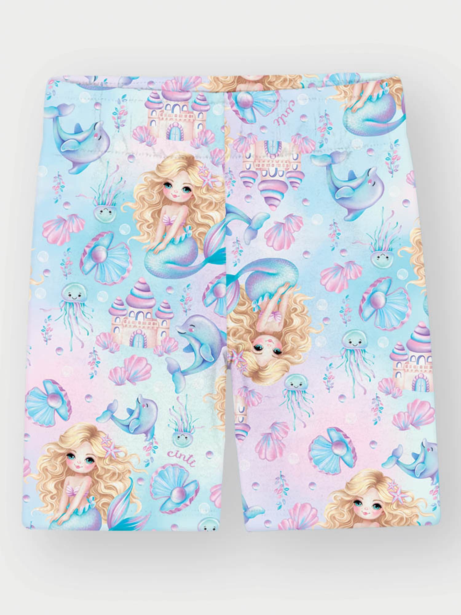 Conjunto Infantil Cinti Verão com Shorts Ciclista Azul e Blusa Branca Conchinha