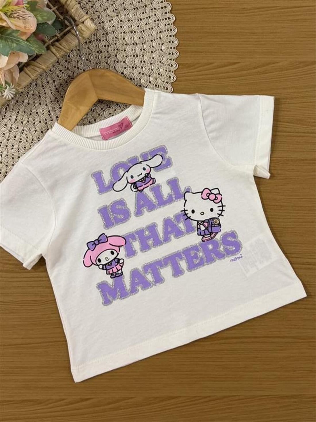 Conjunto Infantil Momi Inverno com Shorts Saia Lilás e Blusa Manga Curta Hello Kitty Love