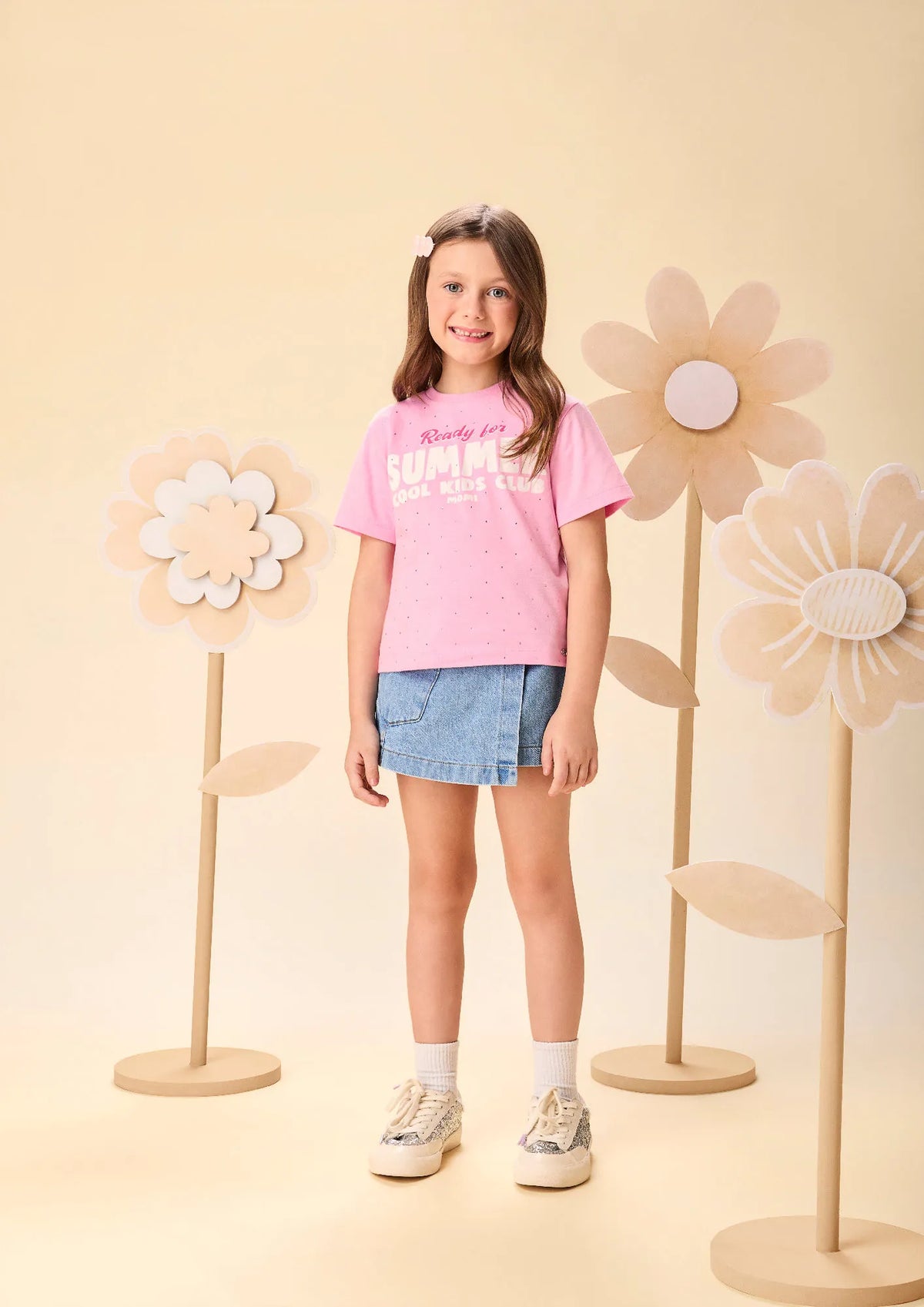 Blusa Infantil Menina Momi Rosa Summer Strass