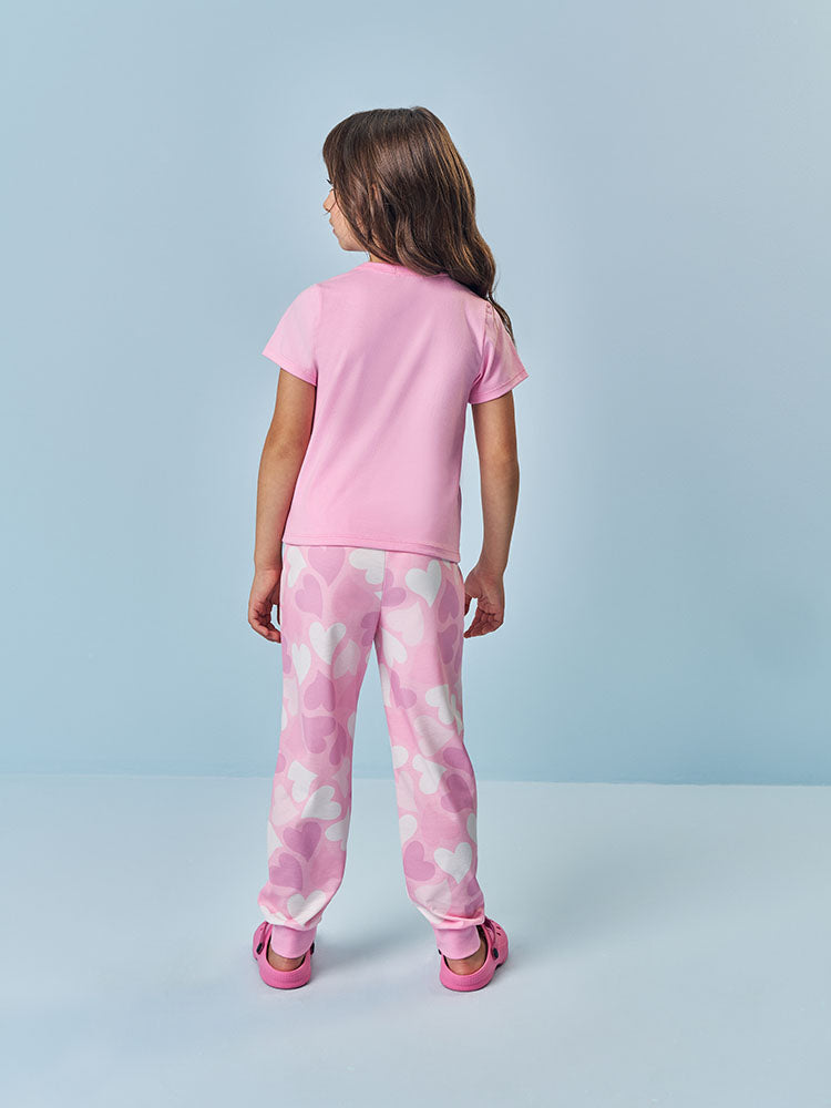 Pijama Infantil Cinti Verão com Calça e Blusa Rosa Princesinha Hora de Dormir