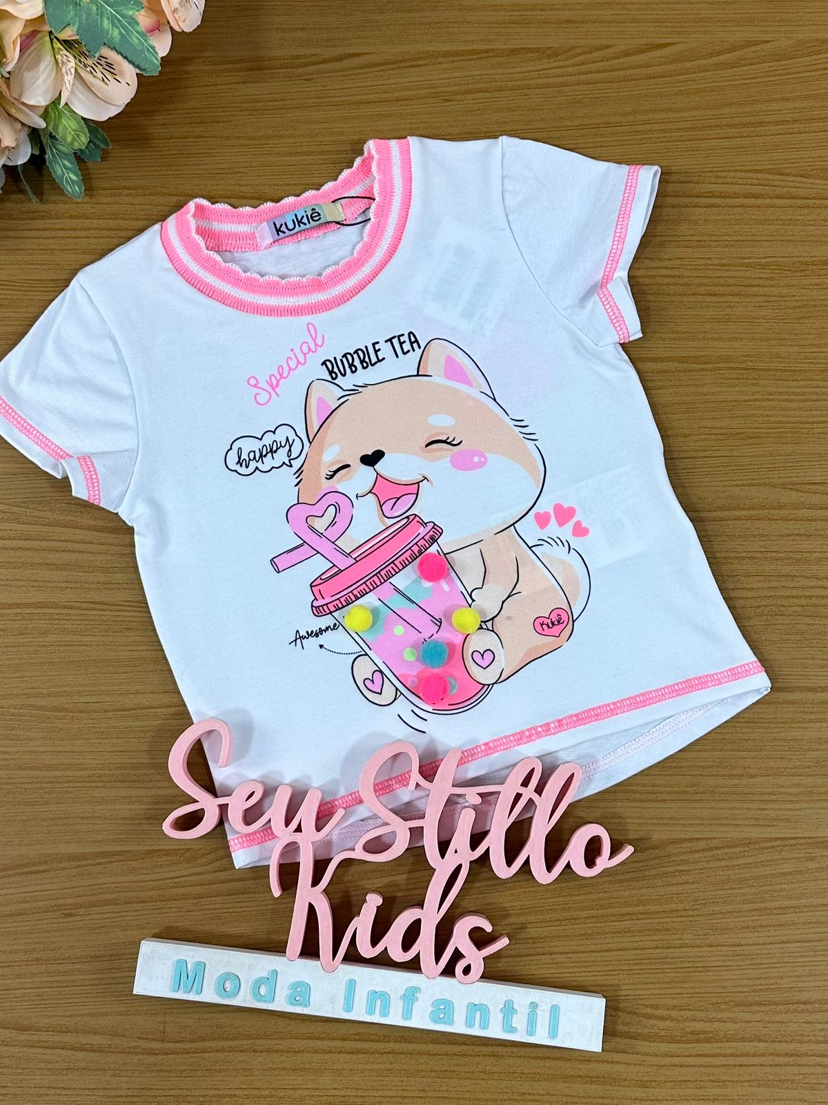 Blusa Infantil Kukie Verão Gatinho Milk
