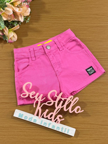 Shorts Infantil Catavento Verão Sarja Rosa Pink