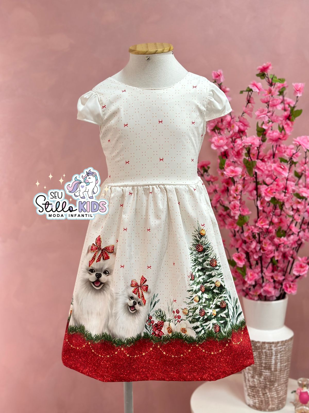 Vestido Infantil Kukie Verão Cachorrinha Natal