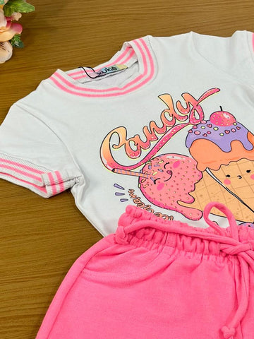 Conjunto Infantil Kukie Verão Com Shorts e Blusa Sorvetinho