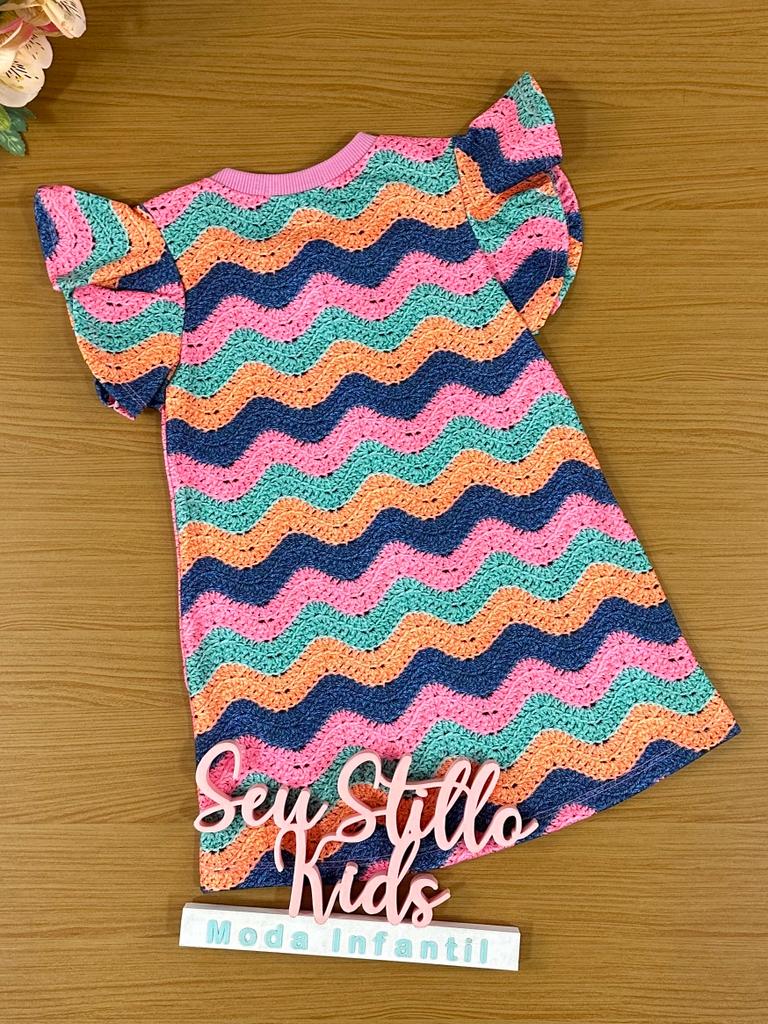 Vestido Infantil Kukie Verão Crochê 3D Ursinha