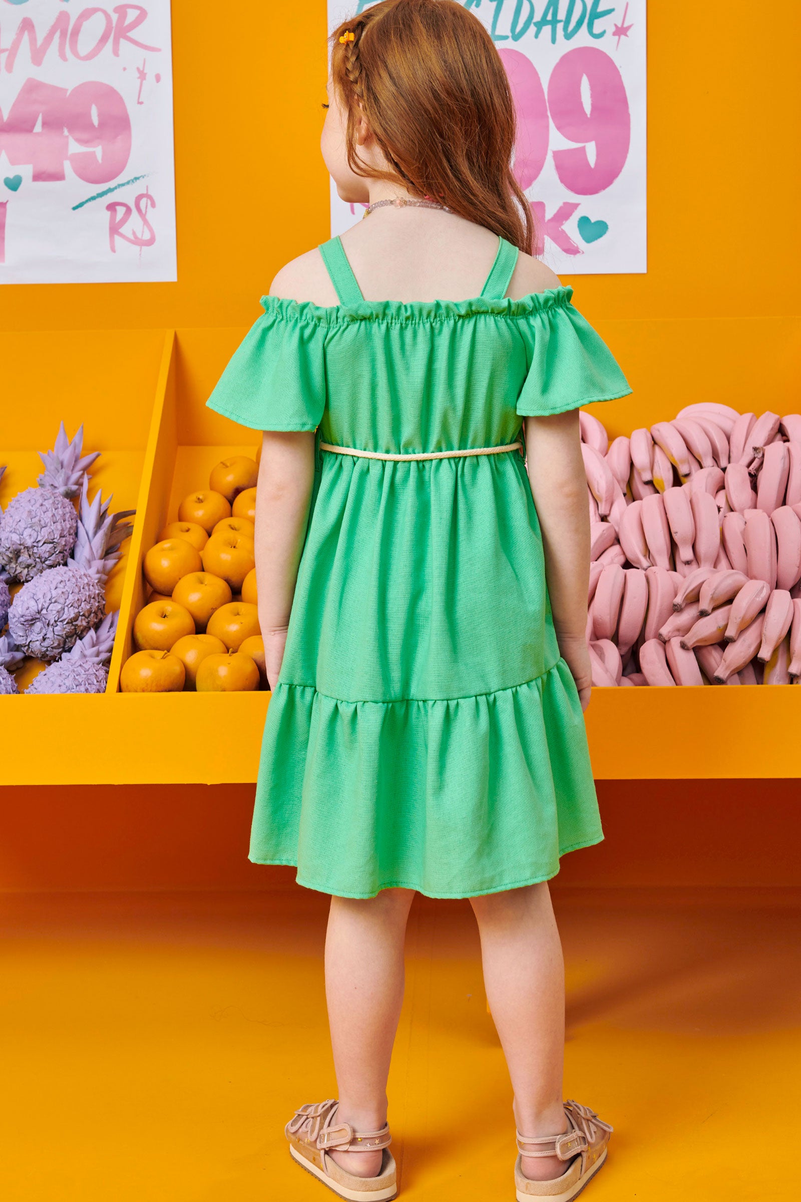 Vestido Infantil Kukie Verão Verde