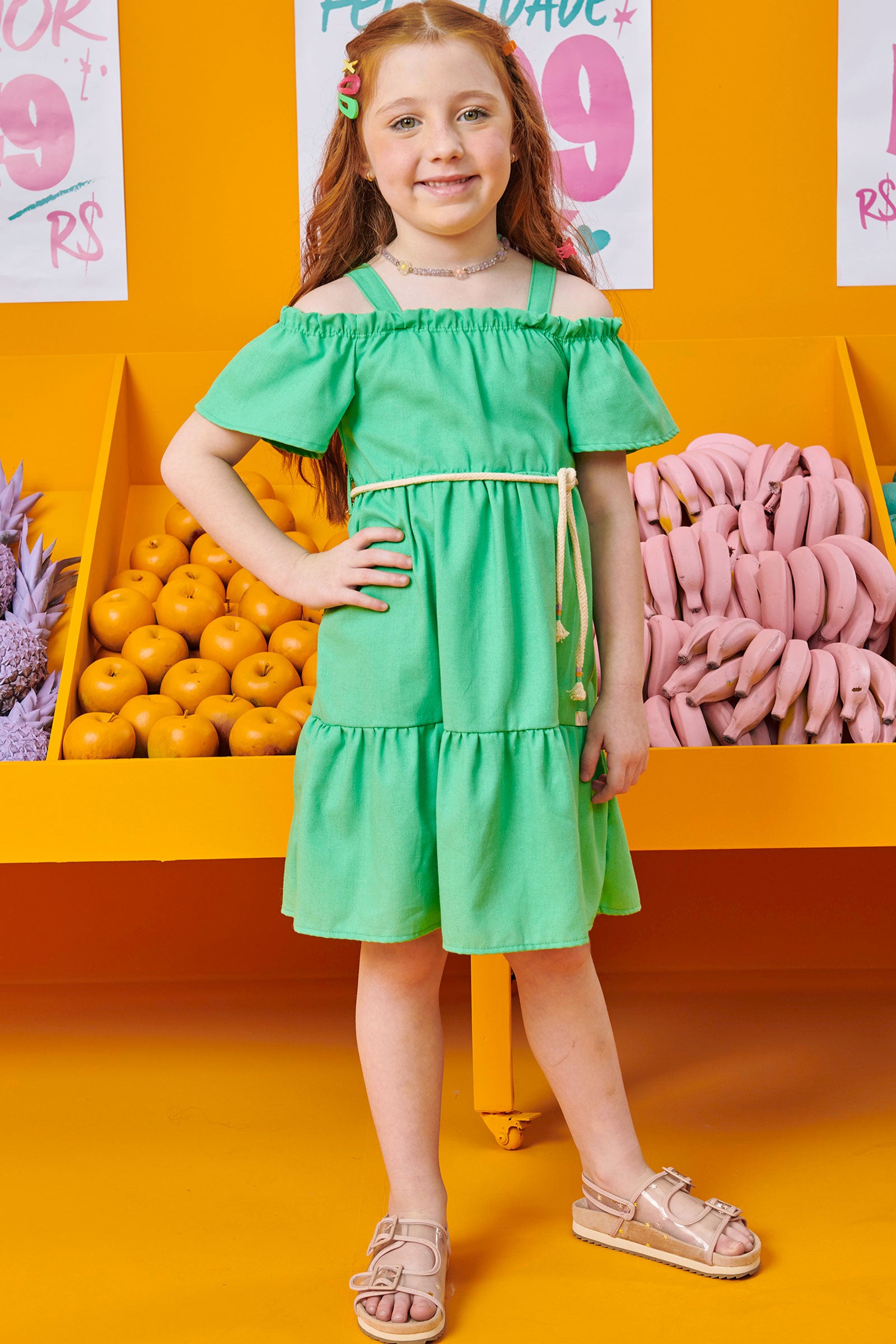 Vestido Infantil Kukie Verão Verde
