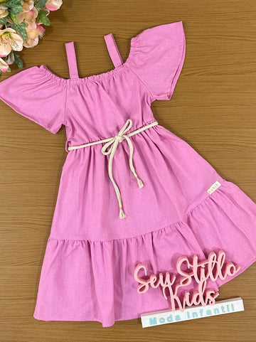Vestido Infantil Kukie Verão Rosa