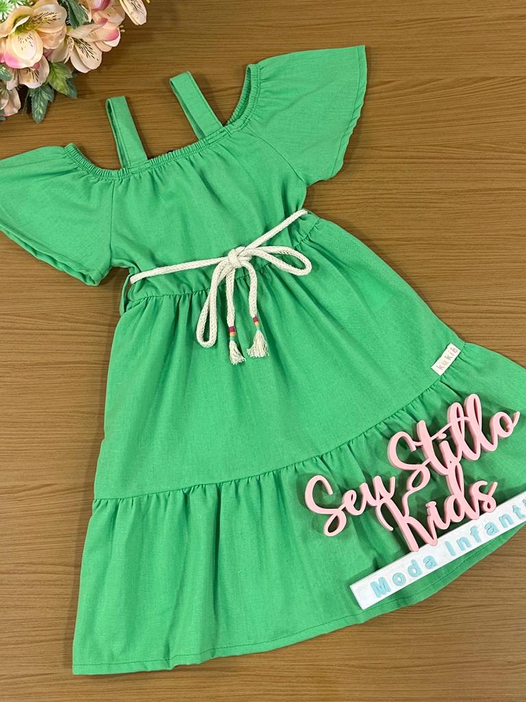 Vestido Infantil Kukie Verão Verde