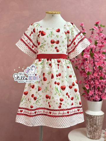 Vestido Infantil Kukie Verão Cereja