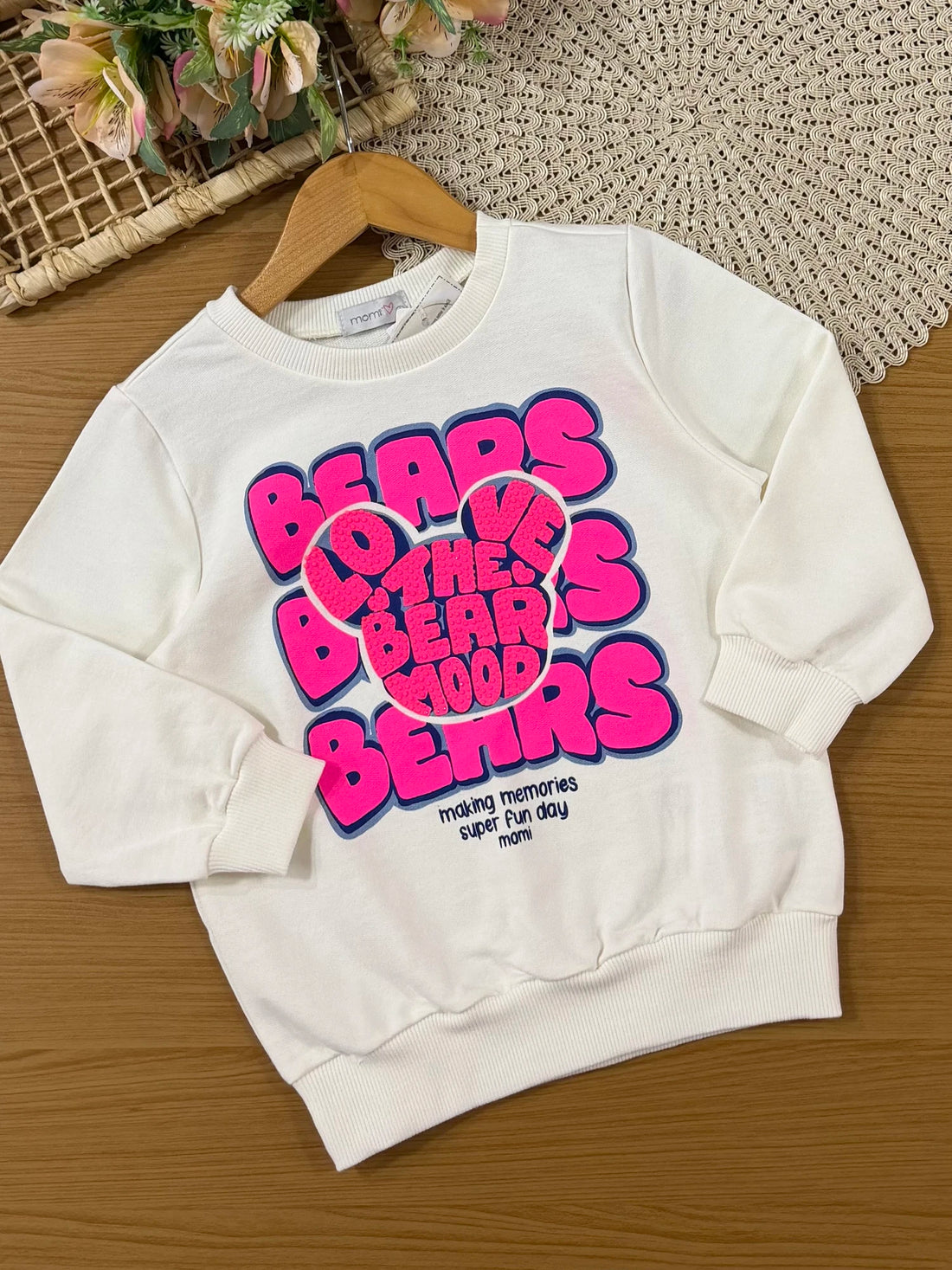 Conjunto Infantil Momi Inverno com Calça Legging Azul e Moletom sem Flanela Bears