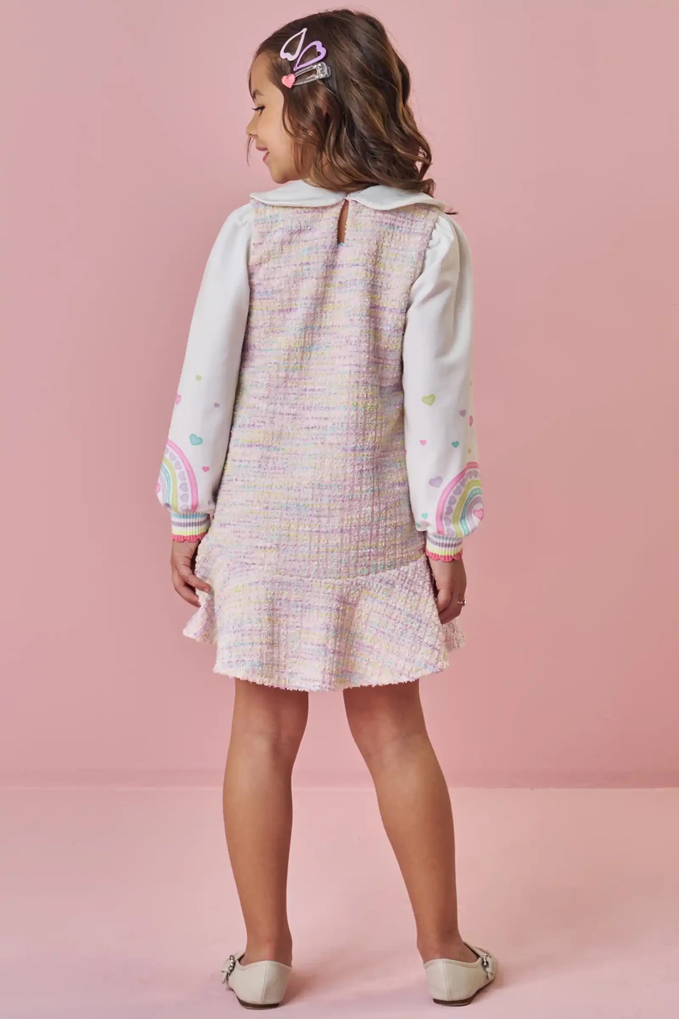 Vestido Infantil Kukiê Inverno Colorido Tweed