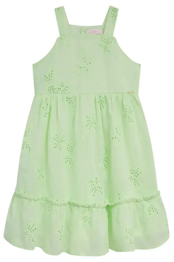 Vestido Infantil Kukiê Verde Borboletas Bordadas