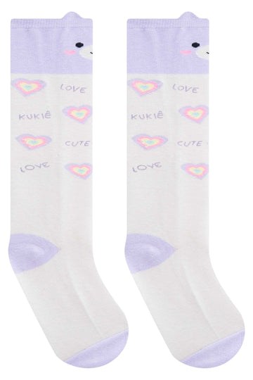 Meia Infantil 3/4 Kukie Lilás Ursinho Love