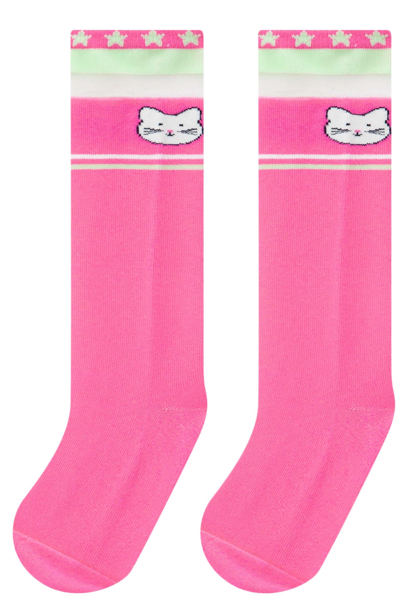 Meia Infantil 3/4 Kukie Rosa Gatinha