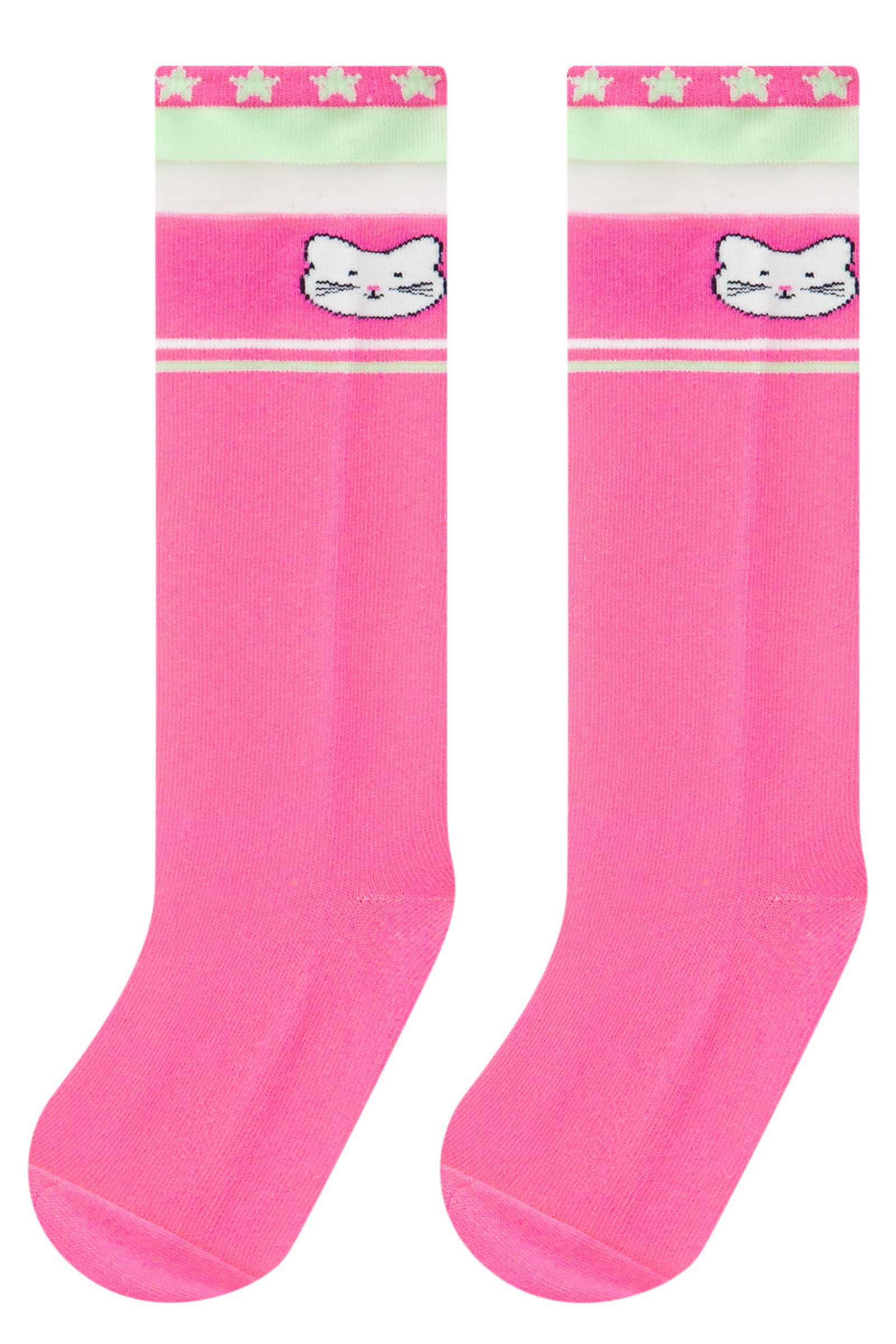 Meia Infantil 3/4 Kukie Rosa Gatinha