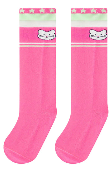 Meia Infantil 3/4 Kukie Rosa Gatinha