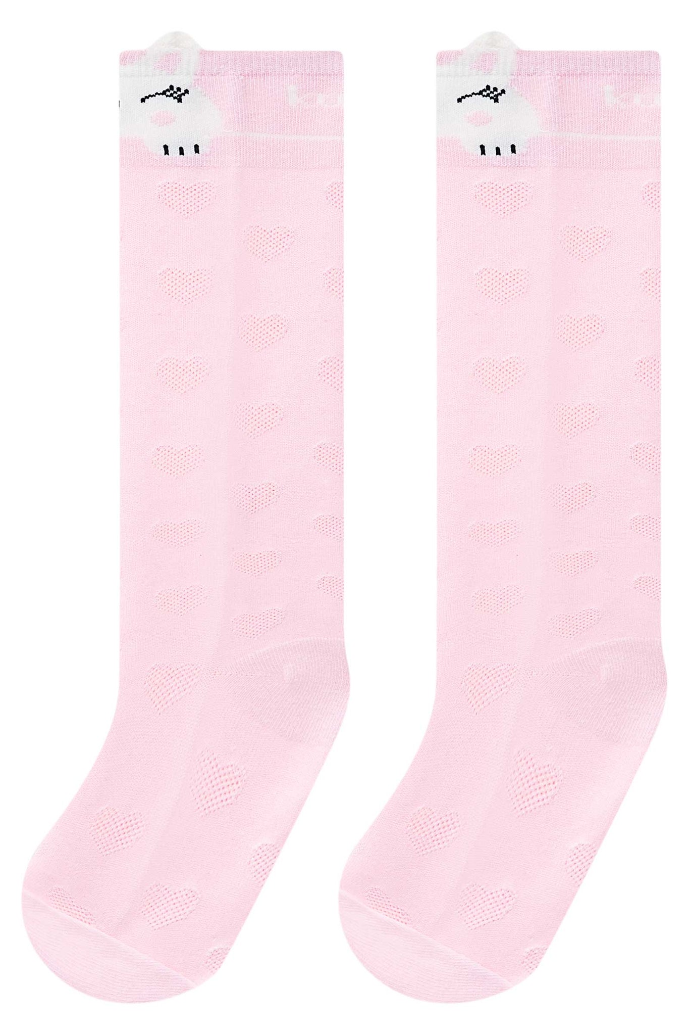 Meia Infantil 3/4 Kukie Rosa Gatinho